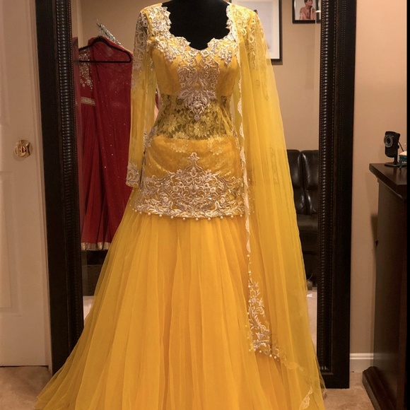 pakistani lehenga with long kurti